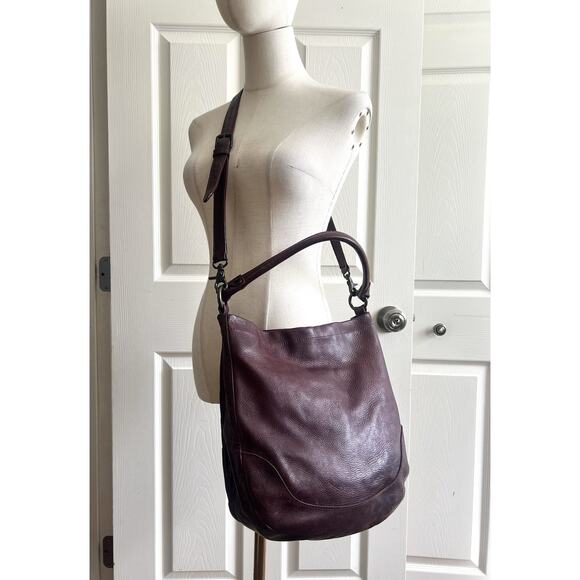 Frye Handbags - FRYE Melissa Slouchy Burgundy Antique Leather Large Hobo Crossbody Purse Bag